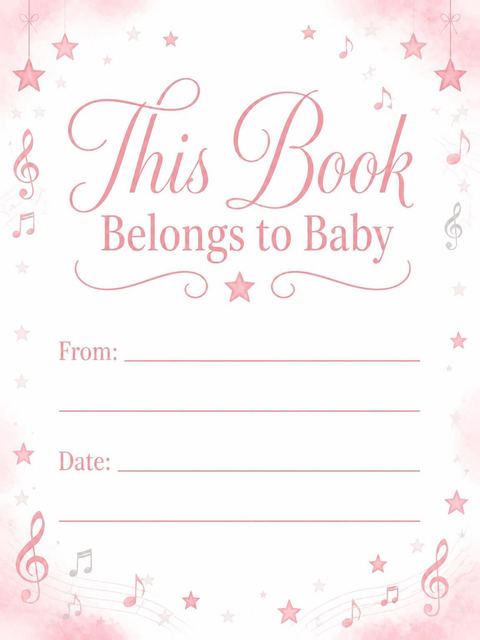 Books for baby bookplate in the Pink Watercolor Star Baby Shower design