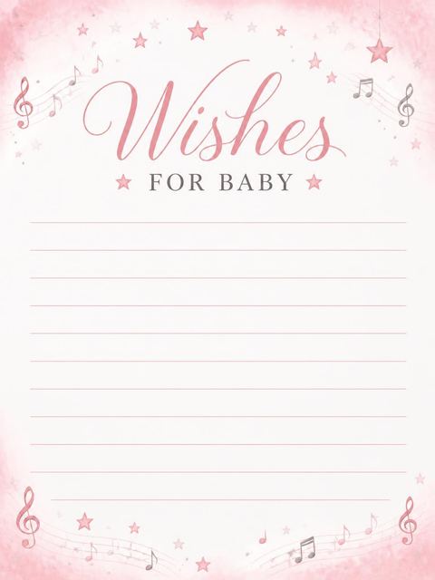 Wishes page in the Pink Watercolor Star Baby Shower design
