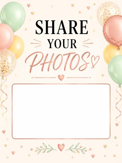 Hashtag card in the Rose Gold Balloon 40th Birthday design
