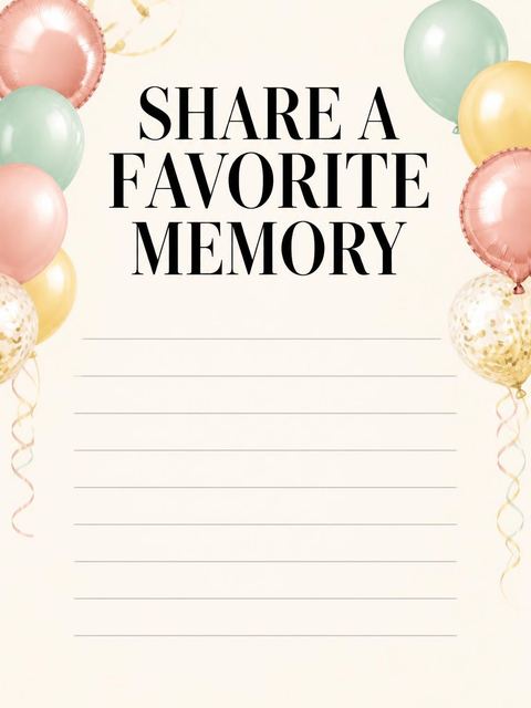 Memory card in the Rose Gold Balloon 40th Birthday design
