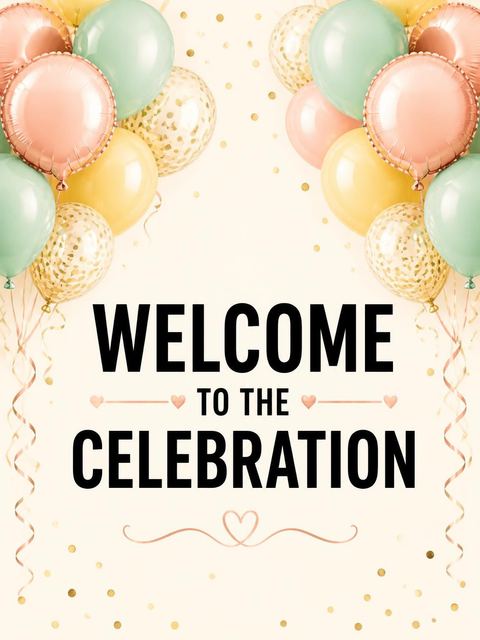 Welcome sign in the Rose Gold Balloon 40th Birthday design