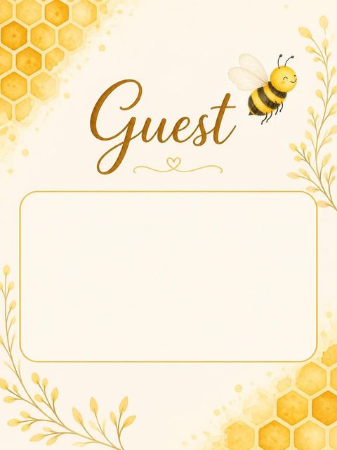 Place card in the Watercolor Bee Golden Honeycomb 1st Birthday design
