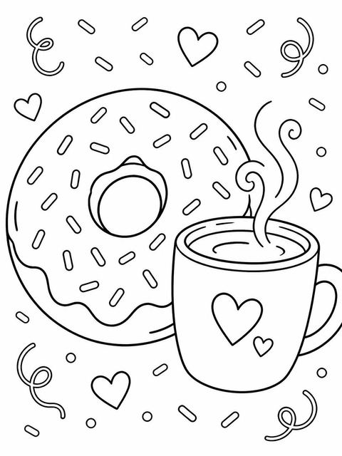 Coloring sheet in the Watercolor Donut 2nd Birthday design