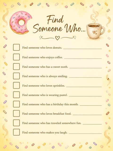 Scavenger hunt in the Watercolor Donut 2nd Birthday design