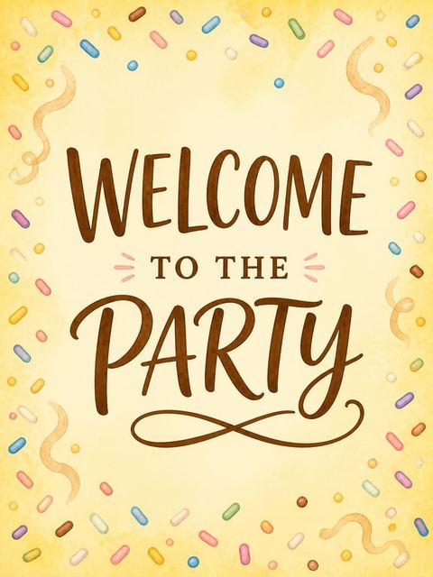 Welcome sign in the Watercolor Donut 2nd Birthday design