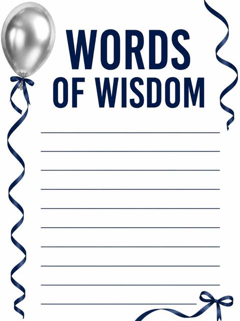 Advice card in the Silver Balloon Navy Ribbon 70th Birthday design