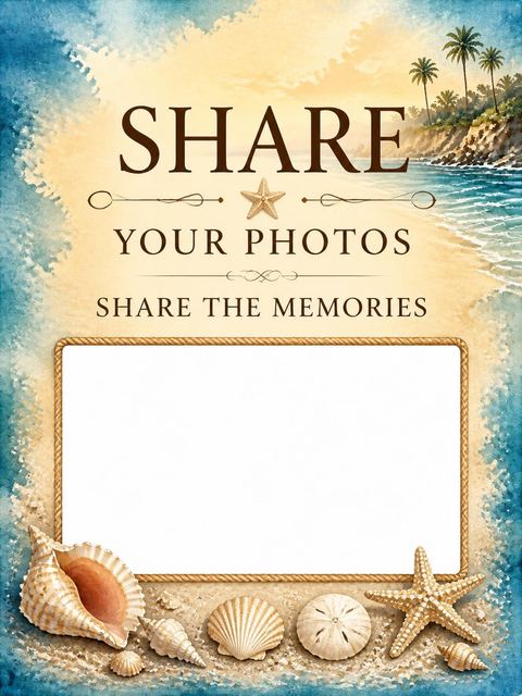 Hashtag card in the Watercolor Beach Party Invitation design