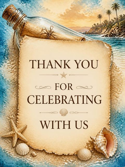 Thank-you flat in the Watercolor Beach Party Invitation design