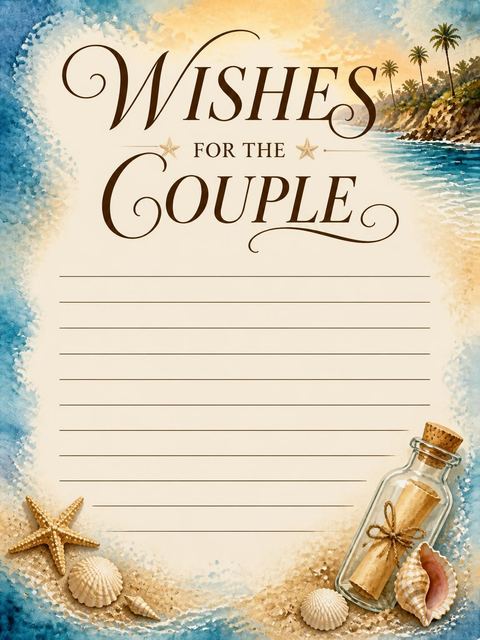 Wishes page in the Watercolor Beach Party Invitation design
