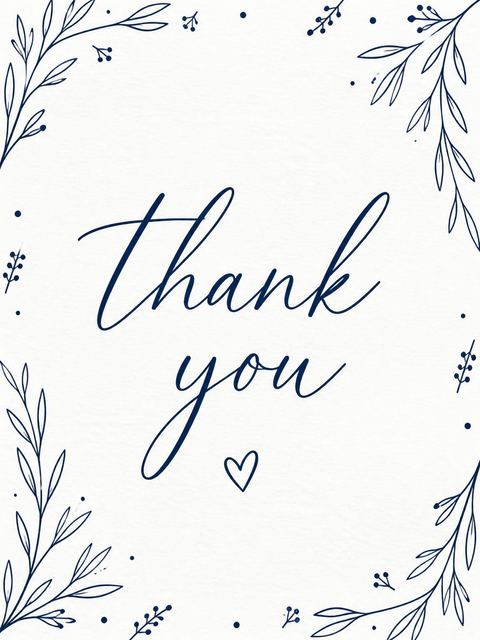 Thank-you flat in the Navy Script Minimalist 16th Birthday Invitation design