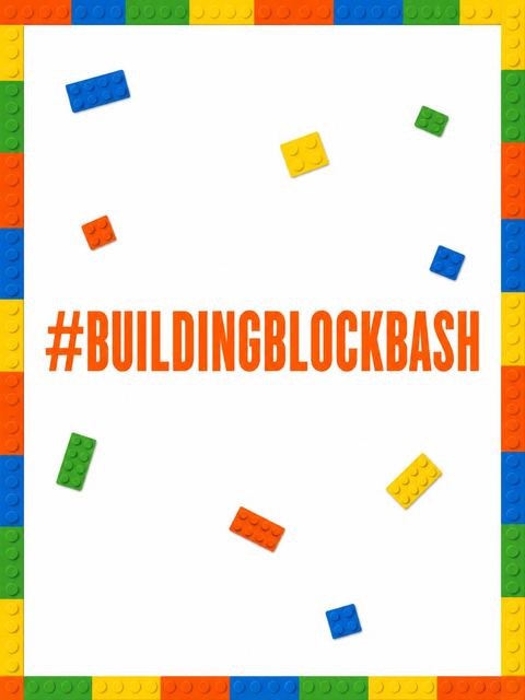 Hashtag card in the Brick 6th Birthday Bash design