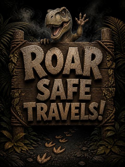 Goodbye card in the Dino-Mite Volcano 5th Birthday Roar design