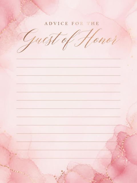 Advice card in the Blush Rose 25th Birthday design