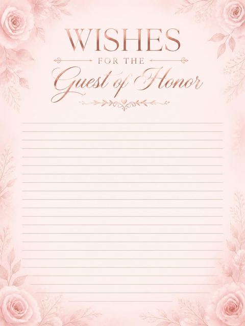 Wishes page in the Blush Rose 25th Birthday design