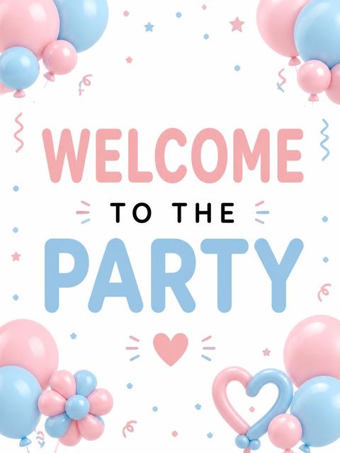 Welcome sign in the Pink Blue Balloon Number 2nd Birthday design