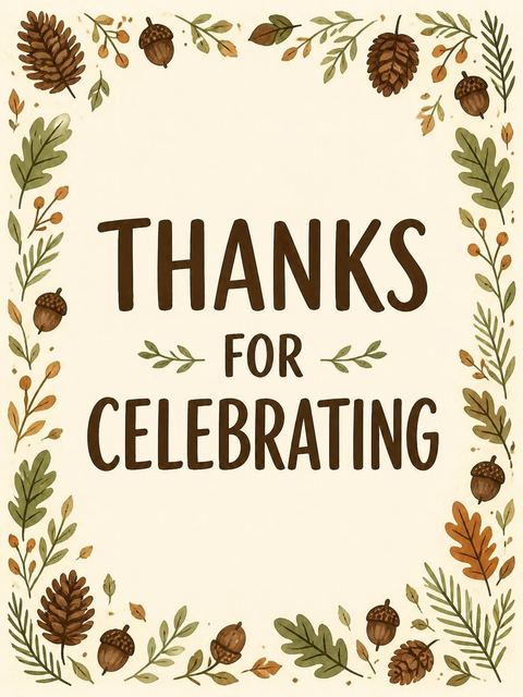 Thank-you flat in the Cream Woodland Bear 4th Birthday design