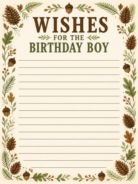 Wishes page in the Cream Woodland Bear 4th Birthday design