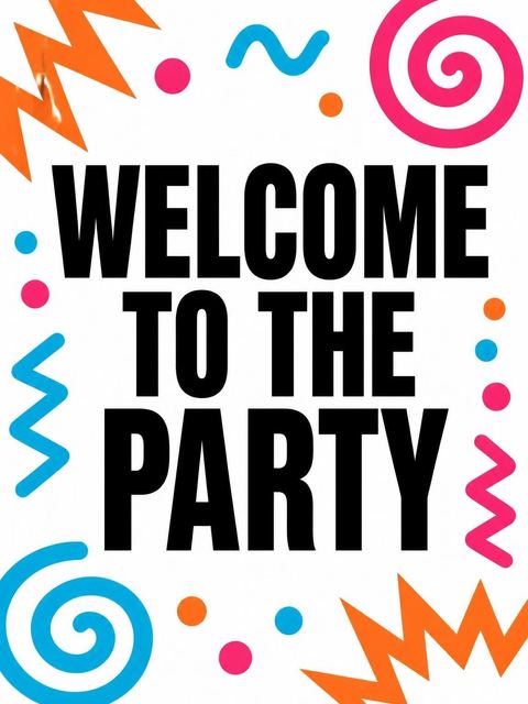 Welcome sign in the Neon Geometric 10th Birthday Invitation design