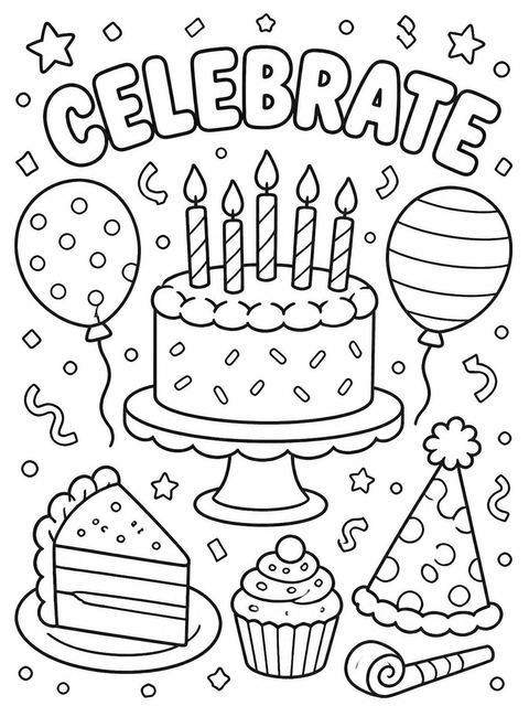 Coloring sheet in the Taupe Calligraphy Minimalist 3rd Birthday Invitation design