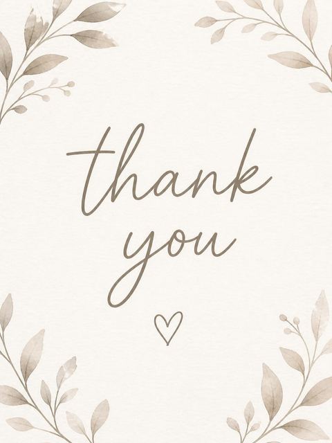 Thank-you flat in the Taupe Calligraphy Minimalist 3rd Birthday Invitation design
