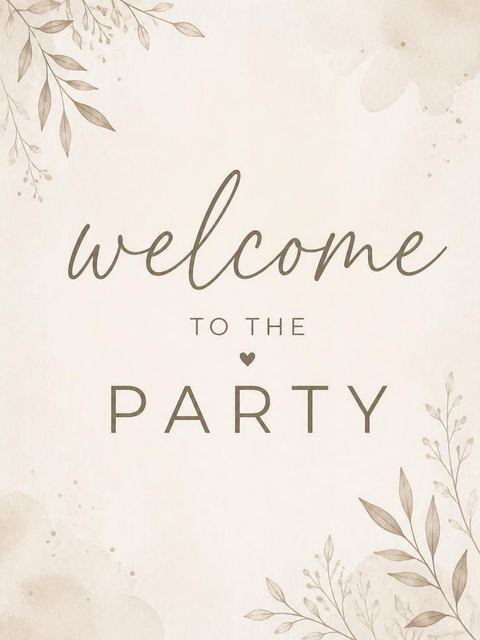 Welcome sign in the Taupe Calligraphy Minimalist 3rd Birthday Invitation design
