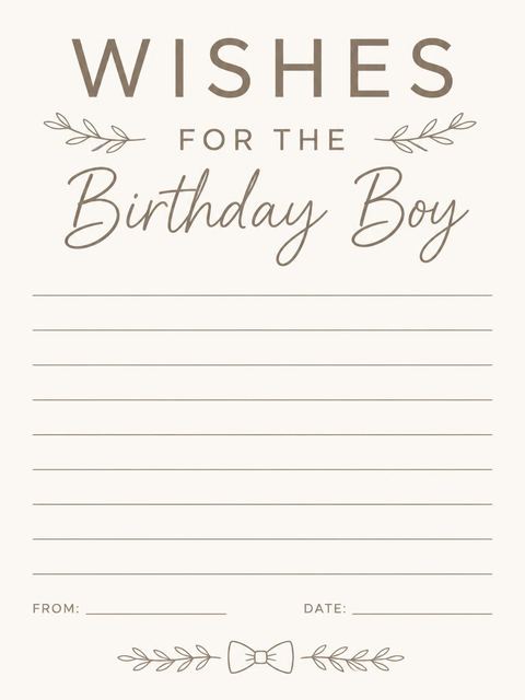 Wishes page in the Taupe Calligraphy Minimalist 3rd Birthday Invitation design
