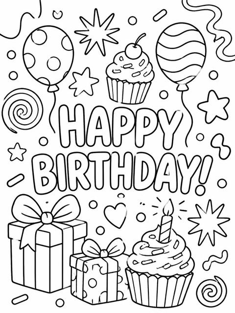 Coloring sheet in the Abstract Shape 7th Birthday Party Invitation design