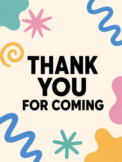 Thank-you flat in the Abstract Shape 7th Birthday Party Invitation design
