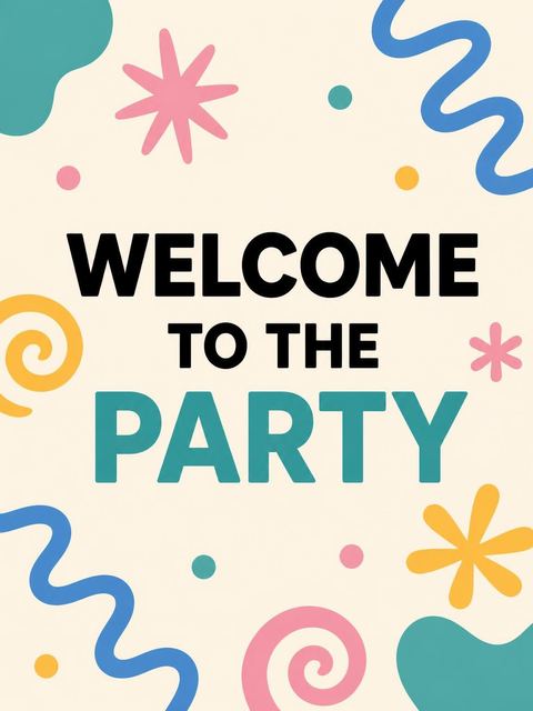 Welcome sign in the Abstract Shape 7th Birthday Party Invitation design