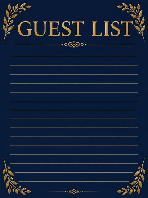 Guest sign-in sheet in the Navy and Gold Monogram 65th Birthday design