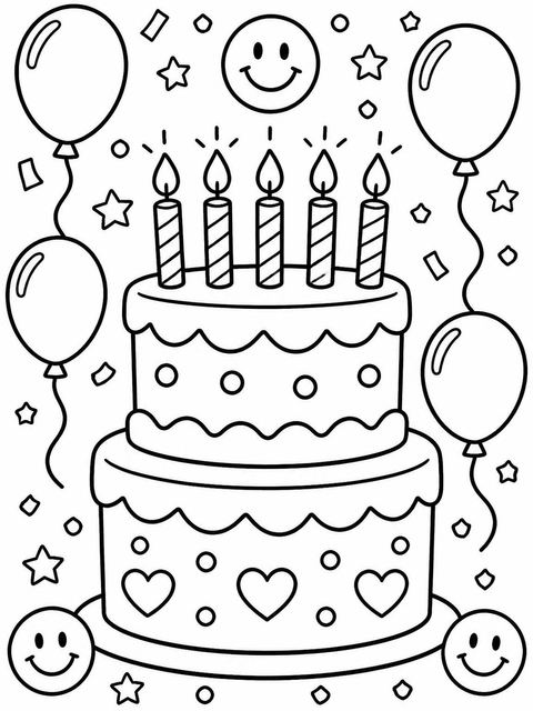 Coloring sheet in the Crayon Illustration 1st Birthday Invitation design