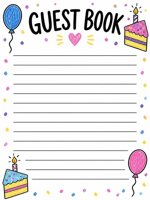 Guest sign-in sheet in the Crayon Illustration 1st Birthday Invitation design