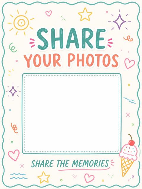 Hashtag card in the Pastel Doodle Scalloped Pool 15th Birthday design