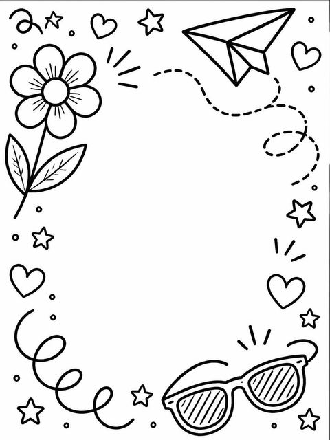 Coloring sheet in the Colorful Doodle Motif 2nd Birthday Invitation design