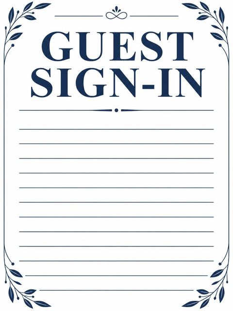 Guest sign-in sheet in the Navy Script Milestone Birthday Invitation design
