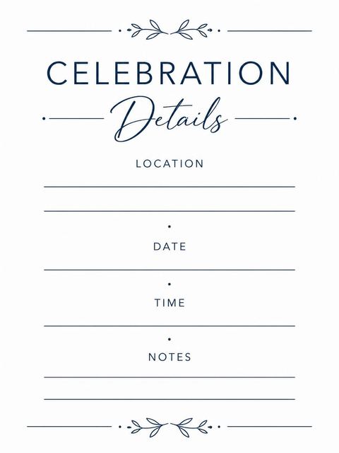 Reception details in the Navy Script Milestone Birthday Invitation design