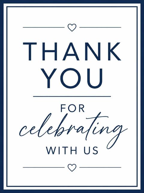 Thank-you flat in the Navy Script Milestone Birthday Invitation design