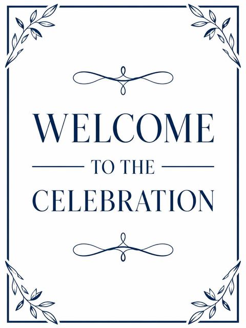 Welcome sign in the Navy Script Milestone Birthday Invitation design