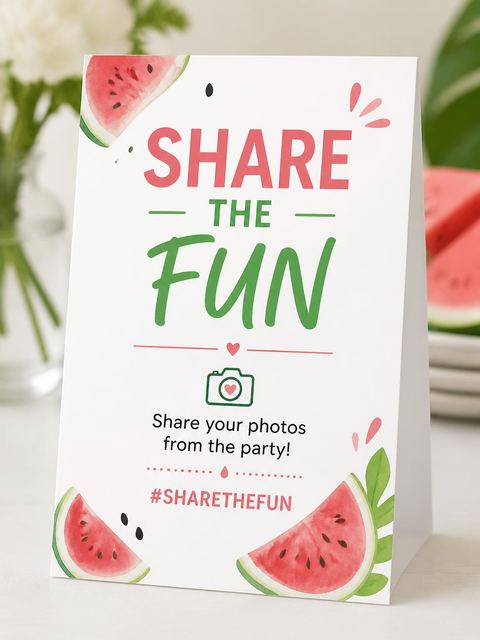 Hashtag card in the One in a Melon First Birthday design
