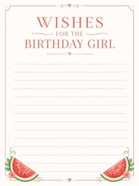 Wishes page in the One in a Melon First Birthday design