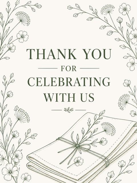 Thank-you flat in the Ink Botanical Bistro 80th Birthday Invitation design