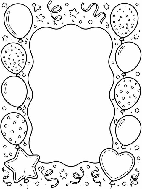 Coloring sheet in the Pink Gold Balloon 8th Birthday Invitation design