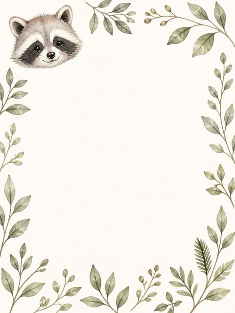 Place card in the Watercolor Raccoon Woodland 2nd Birthday design