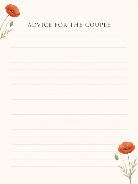 Advice card in the Elegant Poppy Line Wedding design