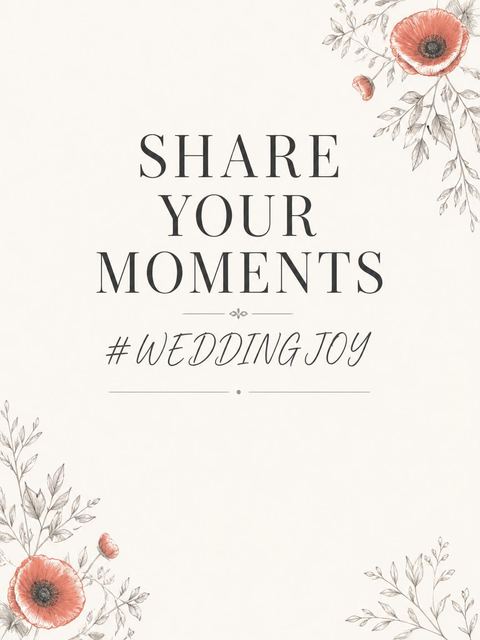 Hashtag card in the Elegant Poppy Line Wedding design