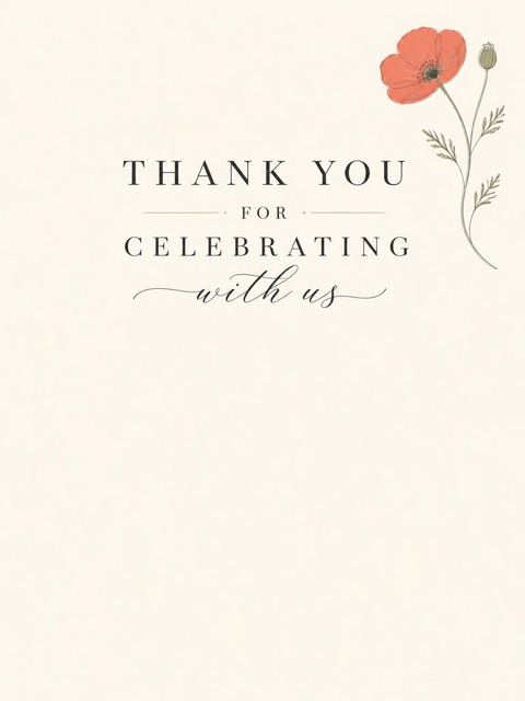 Thank-you flat in the Elegant Poppy Line Wedding design