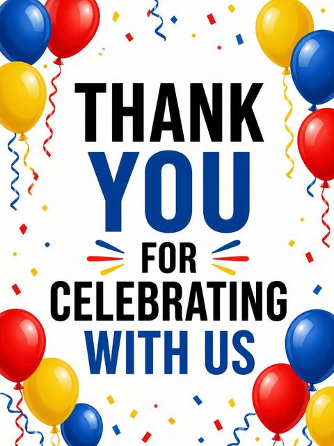 Thank-you flat in the Primary Color Balloon 18th Birthday design