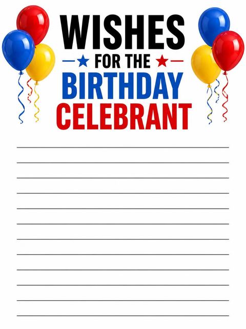 Wishes page in the Primary Color Balloon 18th Birthday design