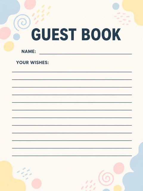 Guest sign-in sheet in the Pastel Abstract Shape 50th Birthday Invitation design