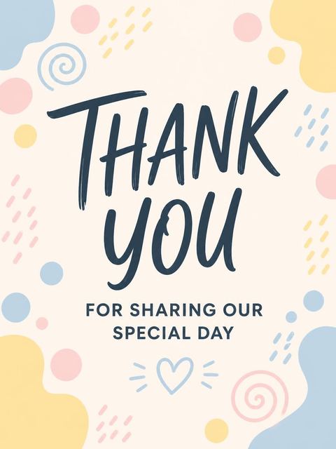 Thank-you flat in the Pastel Abstract Shape 50th Birthday Invitation design